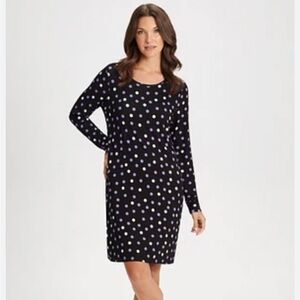 Laura Polka Dot Long Sleeve Nightgown Pajamas Black Purple
